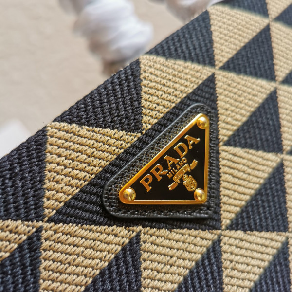 Pra*a large symbole jacquard fabric handbag