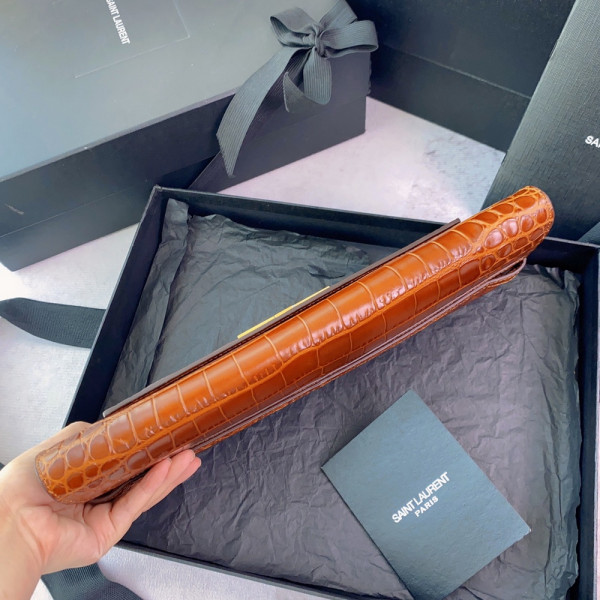 Y*L manhattan clutch in crocodile-embossed leather